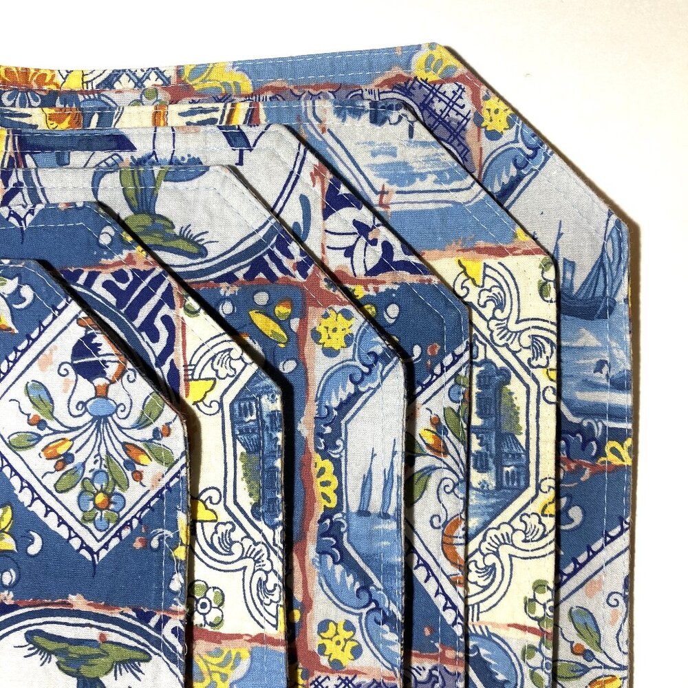 Set of 6 Thick, Cotton European Placemats, 2-sided